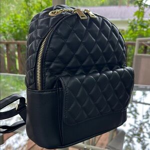 Luxurious Black Quilted Mini Backpack